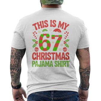 This Is My 6 7 Christmas Pajama Matching Family Tri-Blend Men's T-shirt Back Print - Thegiftio UK