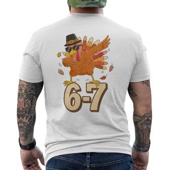 67 Thanksgiving Turkey Dabbing Six Seven Meme Men's T-shirt Back Print - Thegiftio UK