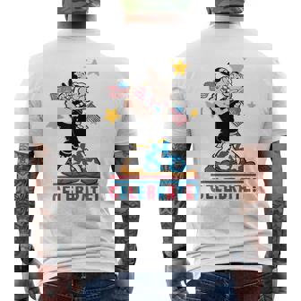 7月4日 「ポパイとオリーブオイルの愛国心」 彼と彼女 メンズTシャツ バックプリント - Kawaiitshirt