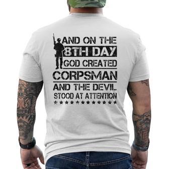 On 8Th Day God Created Corpsman Proud Us Military Veteran Men's T-shirt Back Print - Thegiftio UK