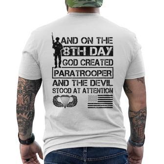 On The 8Th Day God Created Paratrooper Proud Us Airborne Men's T-shirt Back Print - Thegiftio UK