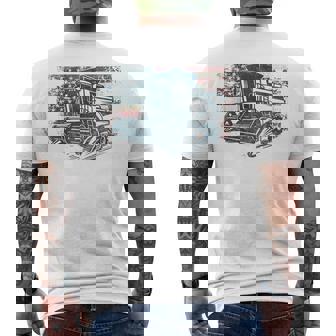 American Flag Combine Harvester Farming Patriotic Farmer Men's T-shirt Back Print - Monsterry