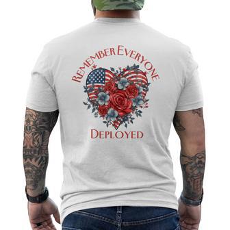 American Flag Patriotic Flowers Deployed RED Friday Military Tank Top Men's Back Print T-Shirt | Mazezy