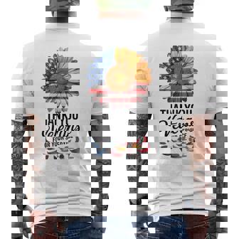 American Pride Sunflower Patriotic Memorial Day Tee Men's Back Print T-Shirt | Mazezy