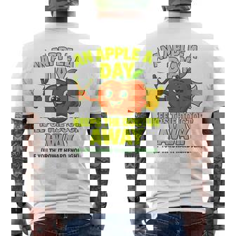 Apple Slingshot – An Apple a Day With a Twist Men's Back Print T-Shirt | Mazezy