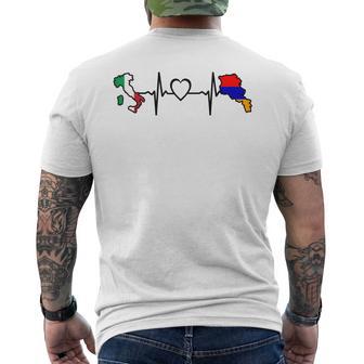 Armenia Italia Heartbeat Armenia Bandiera Italiana T-shirt da uomo con stampa posteriore - Novitaregali