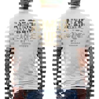 Armor Up Christian Workout Gym Camo Jesus God Son Brother Men's Back Print T-Shirt | Mazezy