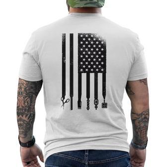 Awesome Barber Usa フラッグ 星 クール コーム ハサミ メンズTシャツ バックプリント - Kawaiitshirt