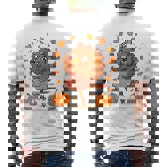 Ballet Turkey Pumpkin Autumn Ballerinas Dancing Thanksgiving Men's Back Print T-Shirt | Mazezy