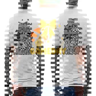 Basketball Game Day Go Cheer Team Gold Coquette Cheerleader Men's Back Print T-Shirt | Mazezy