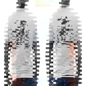 Basset Hound Cowboy Vintage UFO Dog Mom Pet Dad Men's Back Print T-Shirt | Mazezy