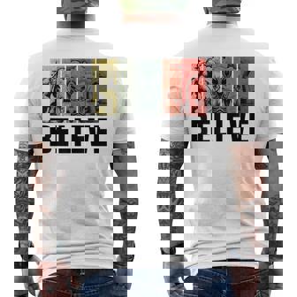 Believe Bigfoot Alien Loch Ness Monster Retro Cryptids Men's T-shirt Back Print | Mazezy