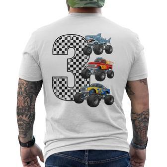 Birthday 3 Year Old Boys 3Rd Party Monster Truck Men's T-shirt Back Print - Thegiftio UK
