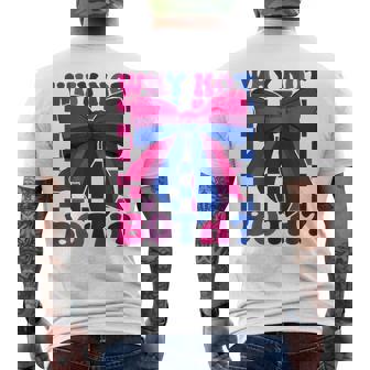 Bisexual Bi Pride Flag LGBTQ Coquette Bow Why Not Both Men's Back Print T-Shirt | Mazezy