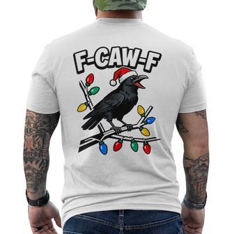 Black Crow F-Caw-F Retro Christmas Lights Santa Hat Men's T-shirt Back Print - Thegiftio UK