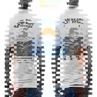 Blue Road Ridge Parkway Mountain Landscape North Carolina Men's Back Print T-Shirt | Mazezy