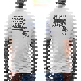 Boston Massachusetts Accent Home State Map Pride Men's Back Print T-Shirt | Mazezy