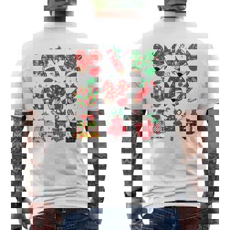 Bow Pencil Apple Xmas Tree Books Teacher Christmas Men's Back Print T-Shirt | Mazezy