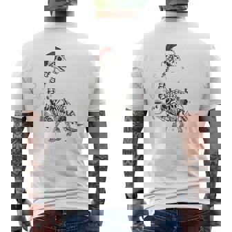 Brontosaurus Skeleton Christmas Coffee Fossil Santa Hat Men's Back Print T-Shirt | Mazezy