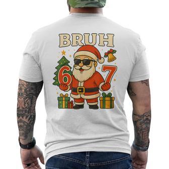 Bruh 67 Six Seven 6 7 Meme Christmas Santa Pajamas Men's T-shirt Back Print - Thegiftio UK