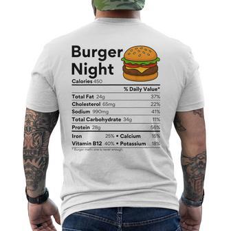 Burger Lover Night Xmas Costume Family Food Nutrition Facts Men's T-shirt Back Print - Thegiftio UK