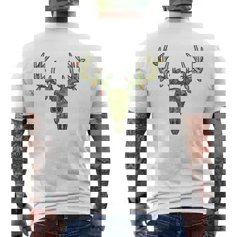 Camo Deer Hunting Christmas Pajama Elk Skull Buck Toddler Men's Back Print T-Shirt | Mazezy