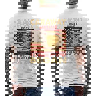 Caraway Arkansas USA Flag Independence Day Premium Men's Back Print T-Shirt | Mazezy