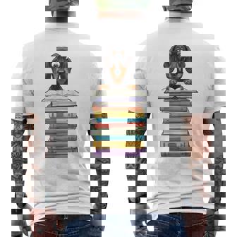 Carino Wiener Cane Bassotto Letturaul Mucchio Di Libri Divertente T-shirt da uomo con stampa posteriore - Novitaregali