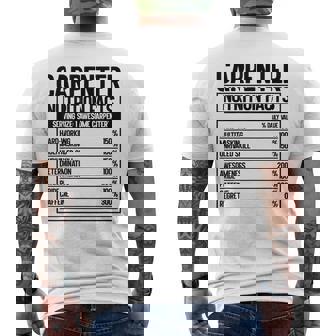 Carpenter Nutrition Fact Handyman Woodworking Men's Back Print T-Shirt | Mazezy