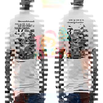 Cat Reading 6-7 Meme In English Teacher Christmas Crew Men's Back Print T-Shirt | Mazezy