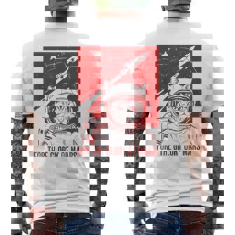 Cats Astronauts In Walking In Space Occupy Mars Mission Men's Back Print T-Shirt | Mazezy