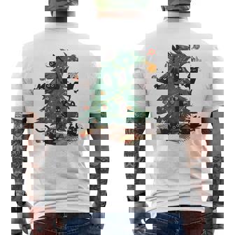 Cats Christmas Tree Lights Kitten Men's Back Print T-Shirt | Mazezy