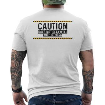 Caution Does Not Play Well With Others メンズTシャツ バックプリント - Kawaiitshirt