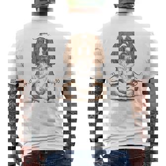 Cavalier Yoga Pose Meditation Workout Dog Mom Dad Namaste Men's Back Print T-Shirt | Mazezy