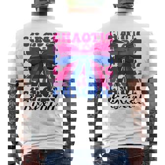 Chaotic Bisexual Bi Pride Flag LGBTQ Coquette Bow Men's Back Print T-Shirt | Mazezy