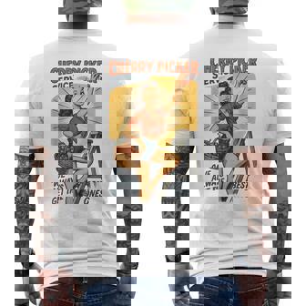 Cherry Picker Service Retro Pinup Fruit Adult Humor Men's Back Print T-Shirt | Mazezy