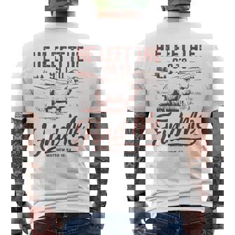 Christian He Left The 99 Sheep Parable Matthew 18 Men's Back Print T-Shirt - Monsterry