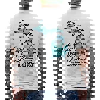 Christmas Family Reunion Trip Santa In Michigan Great Lakes Men's T-shirt Back Print | Seseable CA