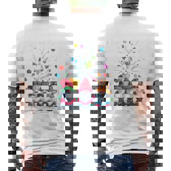 Christmas Gnomes With Presents And Snow Tree Men's T-shirt Back Print - Thegiftio