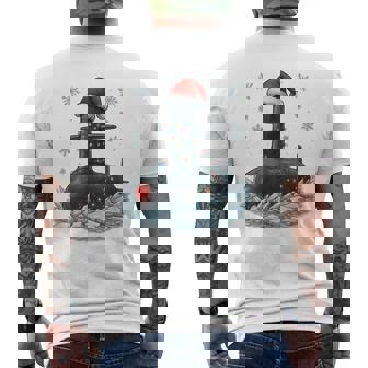 Christmas Lights Wrapped On Military Ohio Class Submarine Men's Back Print T-Shirt | Mazezy