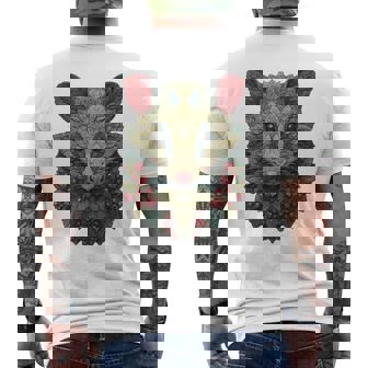 Christmas Opossum Leaves And Berries Forest Animal Aesthetic Men's T-shirt Back Print - Thegiftio