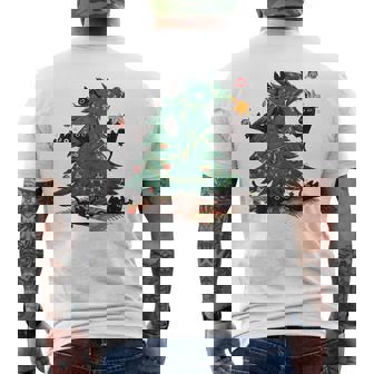 Christmas Tree And Cat Cute Christmas Cat Lover Men's T-shirt Back Print - Monsterry