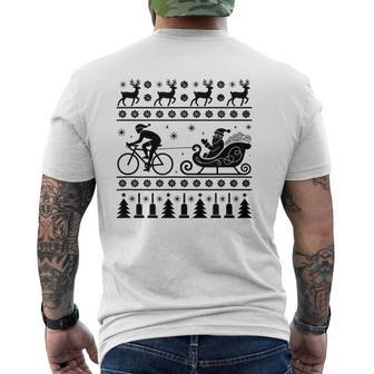 Christmas Xmas Racing Bike Cycling Cyclist Reindeer Santa Men's T-shirt Back Print - Thegiftio UK