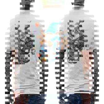 Climbing Gnome On Rock Wall T Shirt Men's Back Print T-Shirt | Mazezy