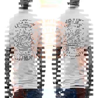 I Cook My Turkey The Old Fashioned Way Thanksgiving Men's T-shirt Back Print | Mazezy