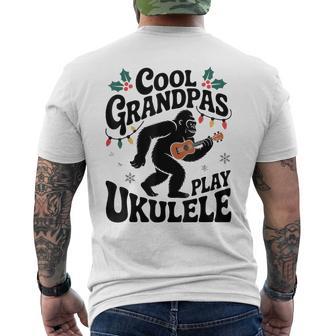 Cool Grandpas Play Ukulele Christmas Vintage Music Men's T-shirt Back Print - Thegiftio UK