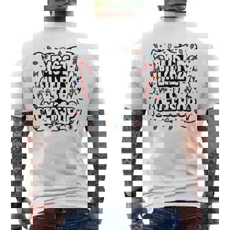 Cool Most Likely To Overshop Holiday Cheer Candy Cane Humor Men's Back Print T-Shirt | Mazezy