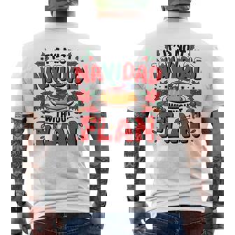 Cuba Holiday Humor It’s Not Navidad Without Flan Christmas Men's Back Print T-Shirt | Mazezy