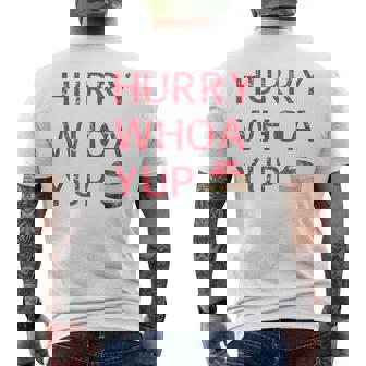 Curler Hurry Whoa Yup Curling Rock Puck Curling Stone Men's Back Print T-Shirt | Mazezy