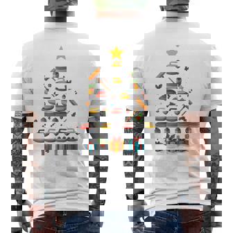 Curling Stone Player Christmas Tree Xmas Men's Back Print T-Shirt | Mazezy